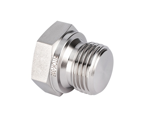 [SS-PP-RS2] 316 SS Pipe Fitting, 1/8" Male ISO Parallel Thread Plug, Hex Head Type