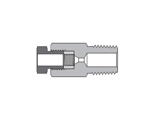[SS-FMA-MF4-NS8] 316 SS, FITOK AMH Series Adapter Fitting, Female to Male, 1/4" Female 20M Series Medium Pressure Coned and Threaded Connection × 1/2 Male NPT